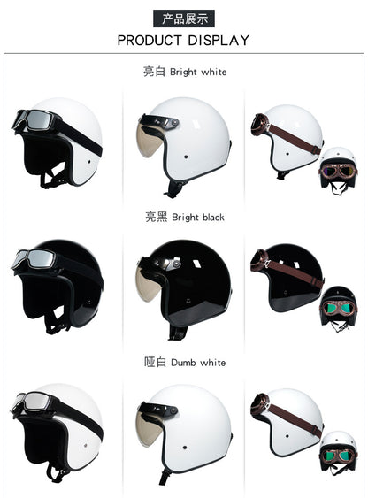 Cross-border retro helmet personality men's and women's leather helmet electric car helmet 3/4 summer helmet half helmet scooter four seasons universal