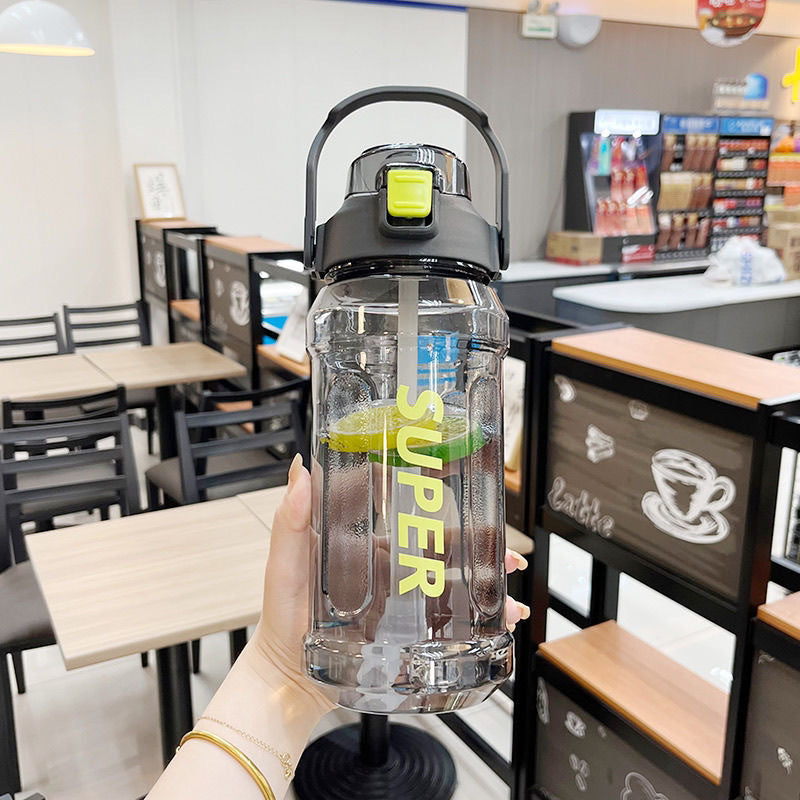 Large-Capacity Sports Water Cup Internet Celebrity Fitness High-Temperature-Resistant Plastic Cup Extra-Large Water Kettle Portable Straw Cup