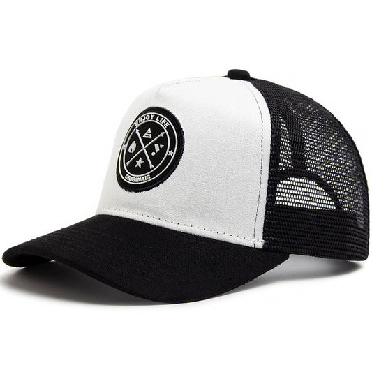 Summer Round Label Suede Baseball Cap Men's Mesh All-match Sunshade Women's Hip-hop Hat Trendy Foreign Trade Explosions in stock by PDG ibma