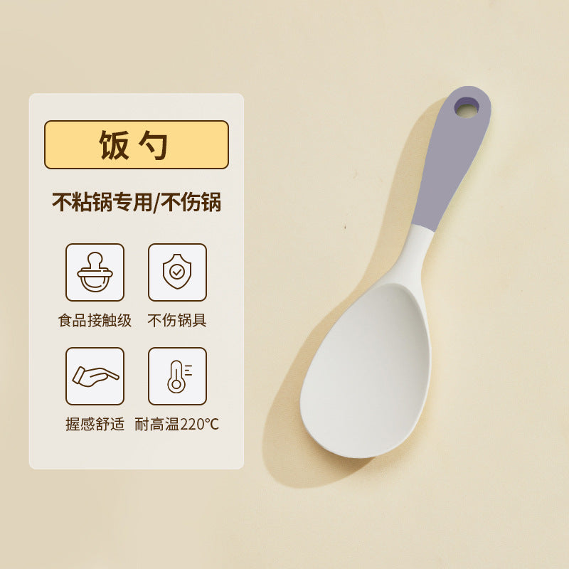 Wholesale gray two-color silicone spatula spoon household high temperature resistant non-stick pan cooking spatula soup spoon fishing fence kitchen suit