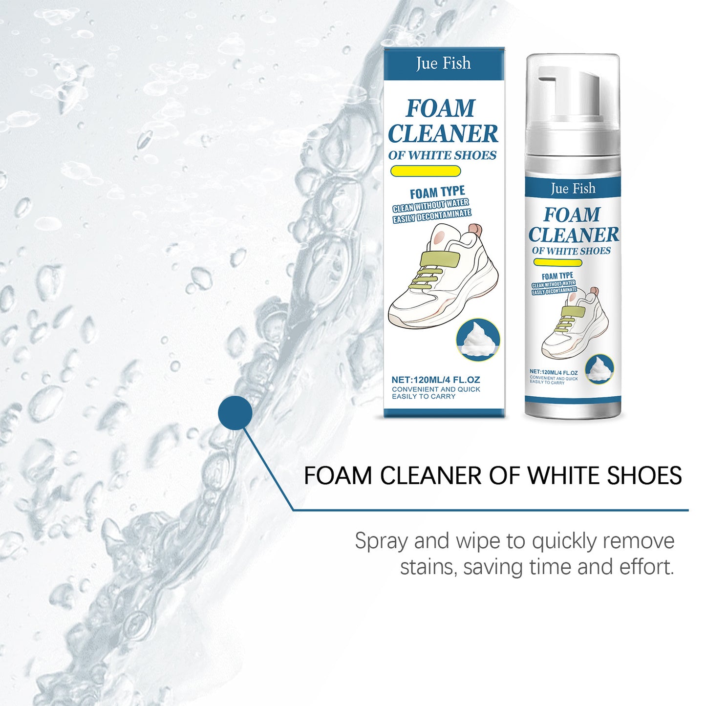 Jue Fish White Shoe Cleaner Cleans Stains and Prevents Oxidation, Daily Portable Cleaner for White Shoes