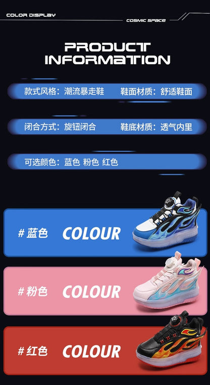 Children's Heelys Shoes, Retractable and Lighted, Boys' Flying Shoes with Wheels, Primary School Students' Roller Skate Shoes