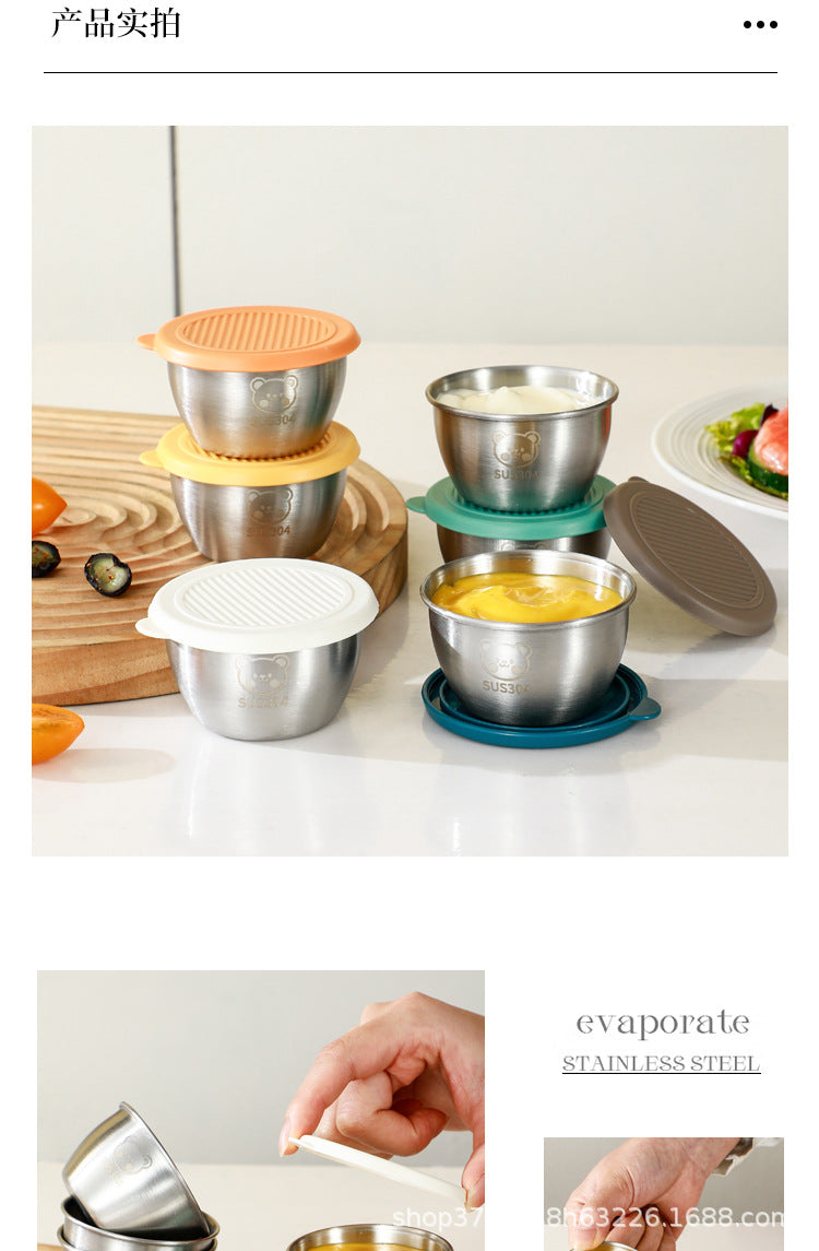 Cross-border 304 stainless steel sauce cup with lid 60ML spill-proof PE lid seasoning dish dipping cup