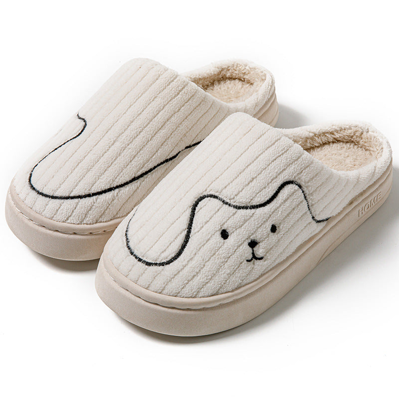 Cotton Slippers for Women to Wear Outside in Winter New Style Indoor Home Thick-Soled Non-Slip Plush Warm Couple Slippers for Men at Home