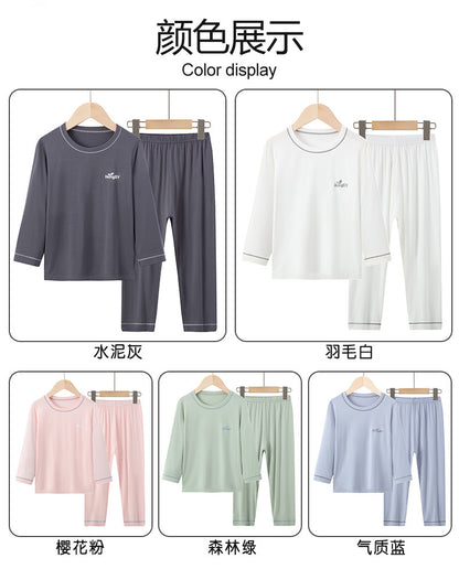 Summer Boys' Short-sleeved Shorts Modal Children's Pajamas Girls' Parent-child Home Clothes suit Children's Air-conditioning Clothes
