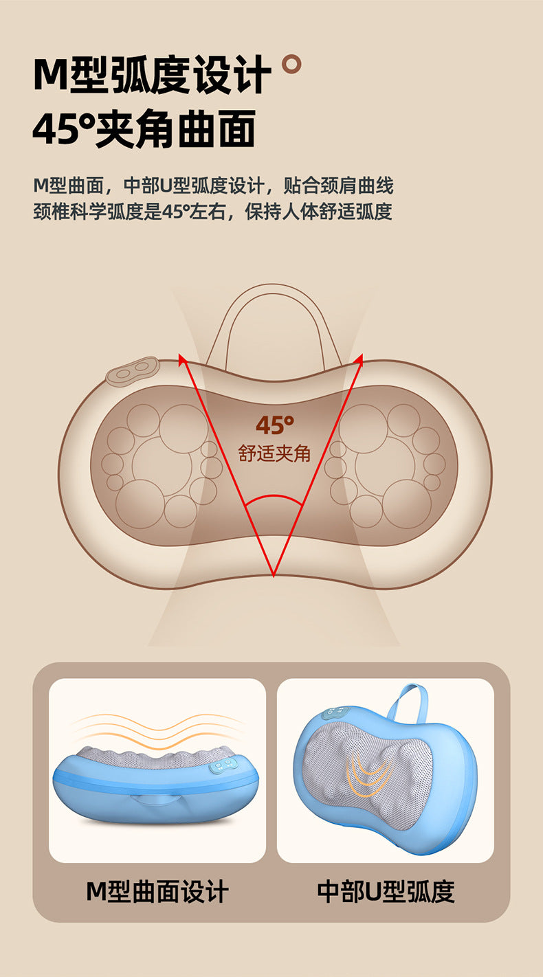 Multifunctional cervical massager neck and shoulder massage pillow home wireless portable kneading hot compress massager