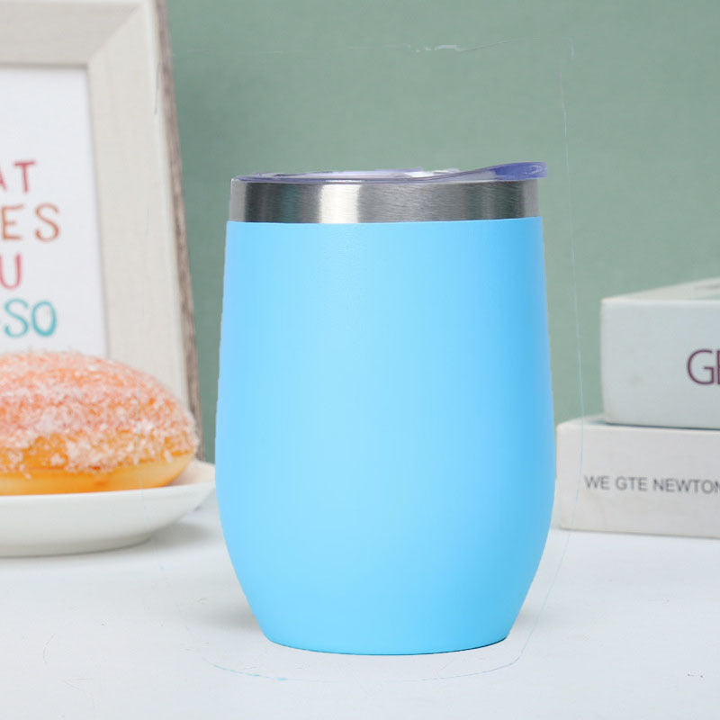 304 Stainless Steel Eggshell Cup Portable Cross-Border U-Shaped Wine Thermos Cup 12oz Cup American Style Wholesale Aviation Cup