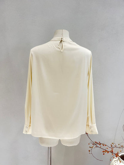 Silk Shirt for Women 2026 Spring and Summer New Style Long-Sleeved Scarf Collar Work Clothing Ol Style Pure Color Elegant Mulberry Silk Top