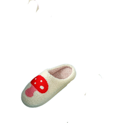 Autumn and Winter Home Cotton Slippers for Women, Cute Printed Plush Soft-Soled Slippers, Indoor Warm, Non-Slip and Comfortable