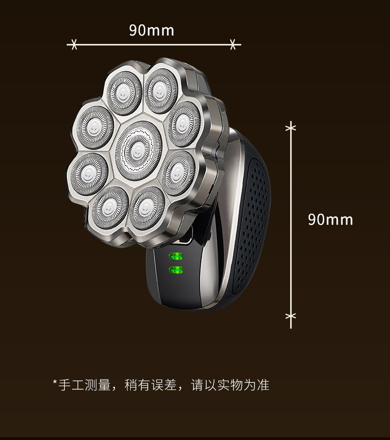 Cross-border nine-blade head bald self-service haircut artifact electric rechargeable razor magnetic suction head body washing knife