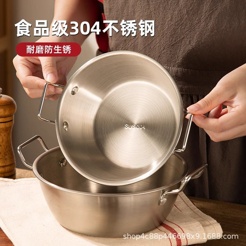 304 stainless steel bowl double ear bowl salad bowl snacks French fries fried chicken nuggets plate hot pot sauce bowl cooking bowl