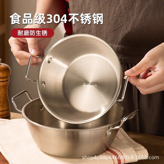 304 stainless steel bowl double ear bowl salad bowl snacks French fries fried chicken nuggets plate hot pot sauce bowl cooking bowl by PDG ibma
