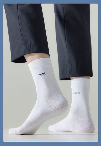 7A Antibacterial Socks Men's Middle Tube Odor-proof 100 Pure Cotton Not Stinky Feet Spring and Autumn Business Sweat-absorbent Black Summer Stockings