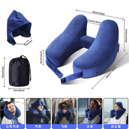 Outdoor Camping In-Stock H-Shaped Inflatable Travel Pillow, Travel Inflatable Neck Pillow, Neck Support Pillow, Portable Pillow for Airplane and High-Speed Rail