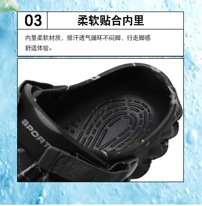 One Shoe, Two Wear, Fashionable Large Size Cross-Border Clogs, Men's Outer Wear, Casual Toe-Toe Slippers, Outdoor Trendy Men's Beach Shoes