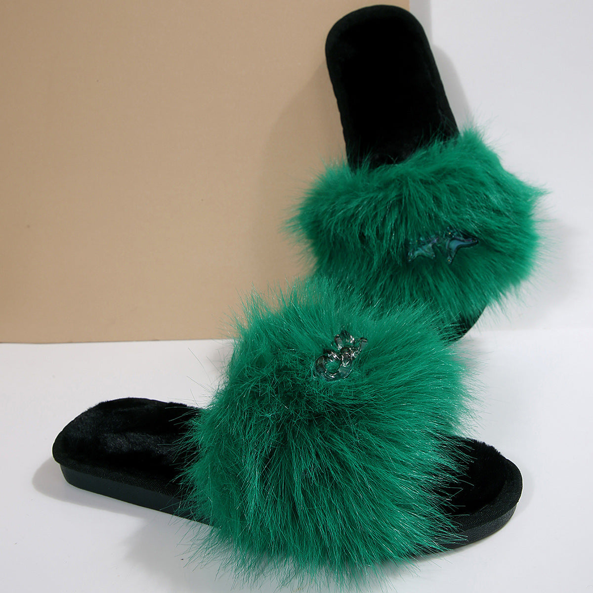 Cross-Border Foreign Trade Amazon Women's Open-Toe Thickened Flip-Flops Comfortable Soft-Soled Slippers Women's Large Size Furry Slippers