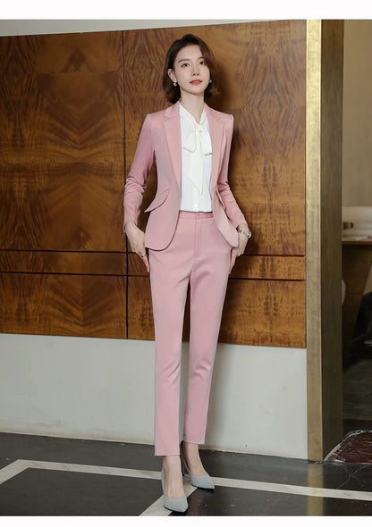 2023 autumn and winter professional style suit female manager professional attire temperament goddess fan sense suit suit pink small suit