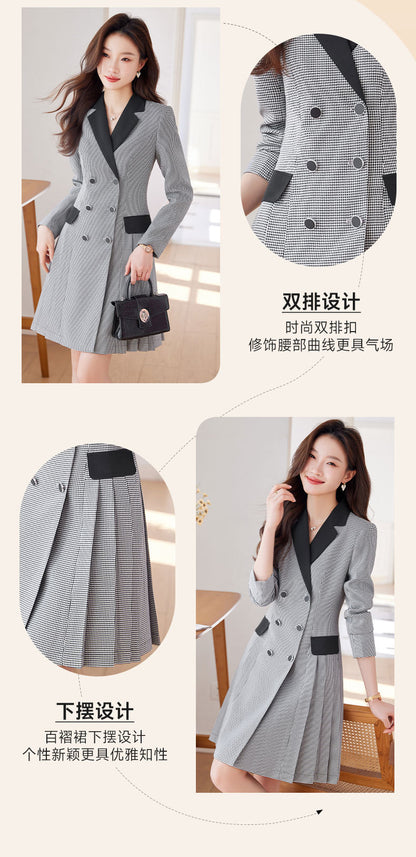 French Hepburn Style Small Black Dress High Sense High Cold Royal Sister Fried Street Small Fragrance Style Pleated Professional Suit dress Summer