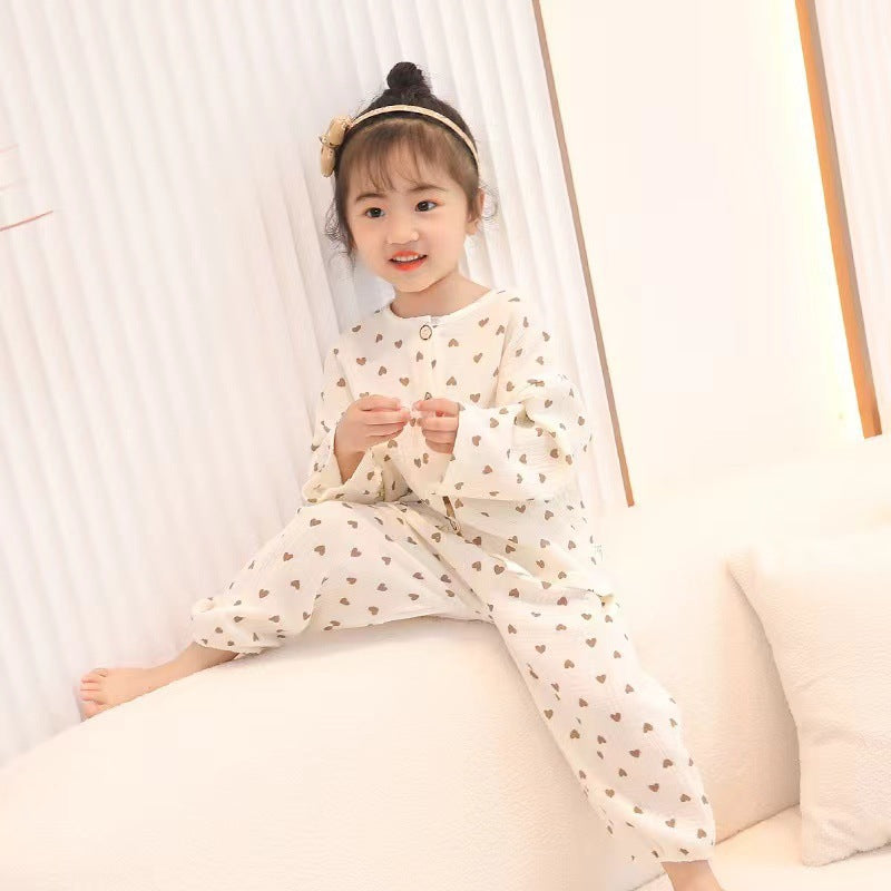 New Class A Children's Cotton Yarn Pajamas suit Boys and Girls Home Clothes Two-piece Cotton Baby's Spring and Autumn and Summer Children's Clothing