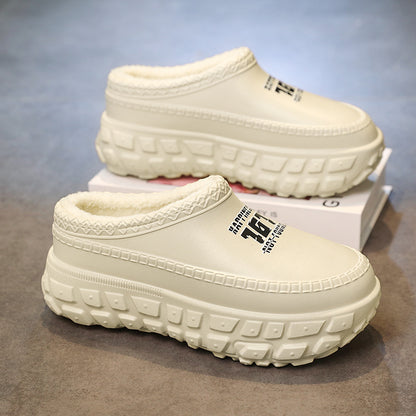Men's Cotton Slippers Winter 2025 New Home Cross-Border Fleece Chef Cotton Shoes for Outdoor Wear, Non-Slip Waterproof Closed-Toe Cotton Shoes