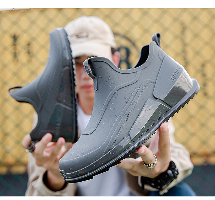 Cross-border Explosions Fashion Rain Boots Men's Non-slip Rubber Shoes Thick Sole Wear-resistant Outer Wear Rain Boots Non-slip Kitchen Water Shoes Men