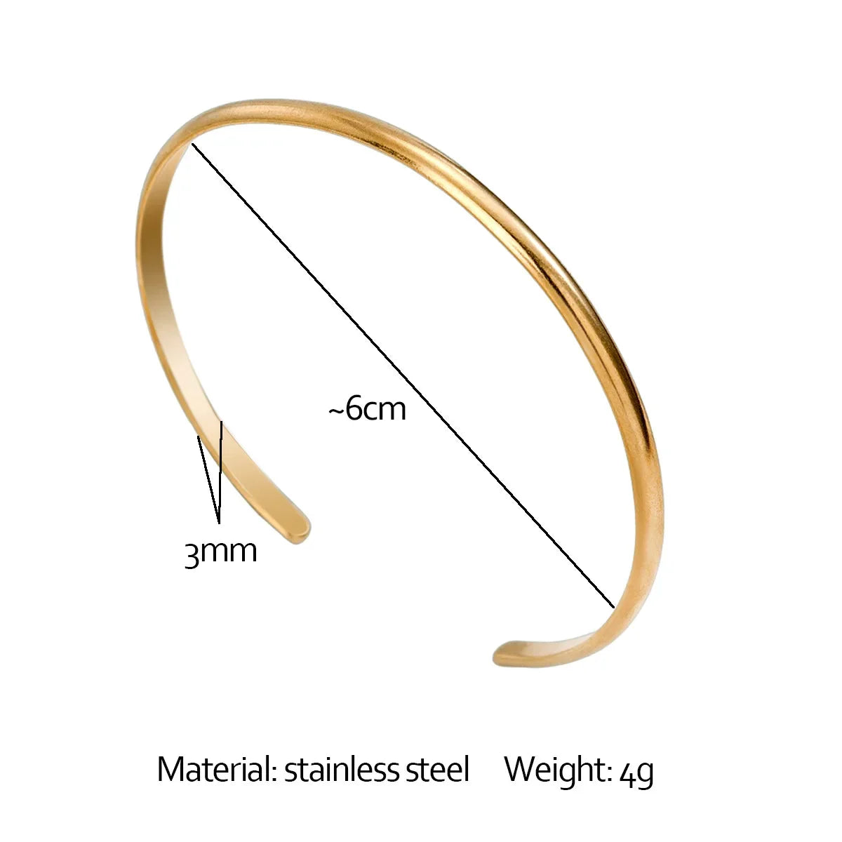 Cross-Border Fashion Personalized Electroplated Non-Fading Women's Bracelet with a Light Luxury and High-End Feel, Open Ring-Shaped Simple Bracelet