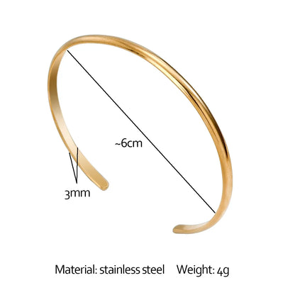 Cross-Border Fashion Personalized Electroplated Non-Fading Women's Bracelet with a Light Luxury and High-End Feel, Open Ring-Shaped Simple Bracelet