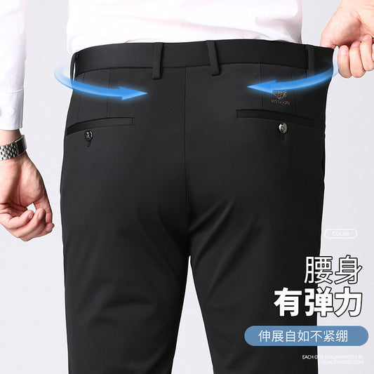 Wholesale Tiger Head Embroidered Stretch Pants Men's Casual Long Pants Men's Black Thin Straight Business Dress Pants by PDG ibma