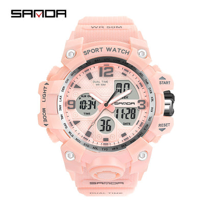 Sanda Hot-Selling Watch Korean Version Student Party Multi-Functional Waterproof Alarm Clock Electronic Watch Cool Dual Display Luminous Sports Watch by PDG ibma