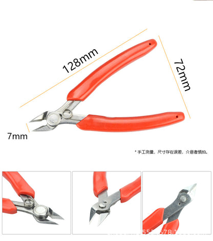 170 Oblique Nose Pliers Pointed-nose Pliers Water-mouth Pliers Gundam Split Cool Model Small Blue Oblique-mouth Pliers Cable Tie-cutting Pliers Fruit Cutters