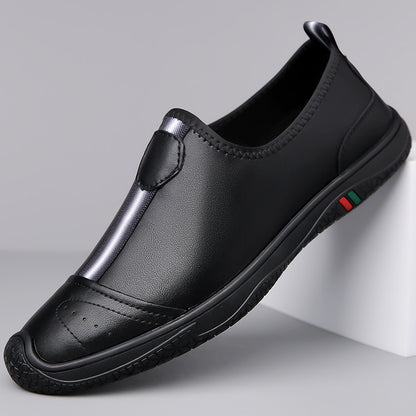 Doug Shoes Men's 2024 New Spring Lazy Slip-on Loafers Soft Bottom Driving Shoes Men's Hollow Leather Shoes