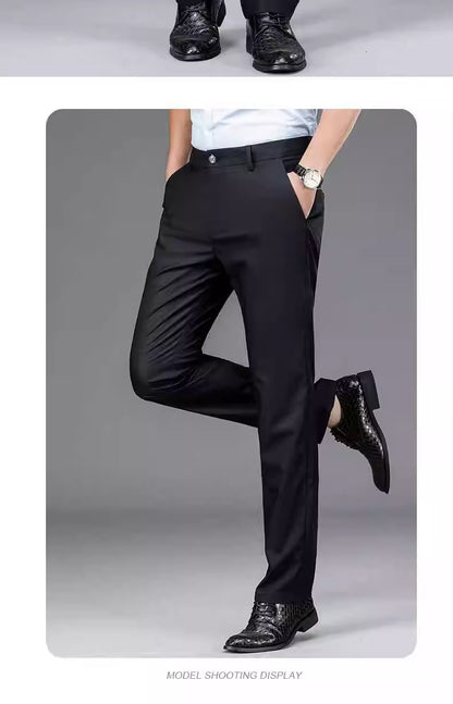 Men's Casual Trousers for Foreign Trade, Loose and Fattened, No-Iron Straight Suit, Business Elastic Trousers Wholesale