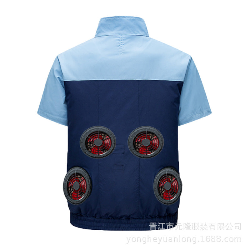Cross-Border Summer Cooling Air-Conditioning Clothing with Fan Refrigeration Workwear Outdoor Heatstroke Prevention Fan Clothing Men's Labor Protection Clothing Work Clothes