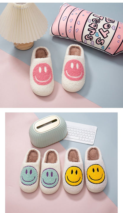 New Cross-Border Winter Smiling Face Cotton Slippers for Children Wholesale Home Couple Indoor Warm Slippers Winter Women