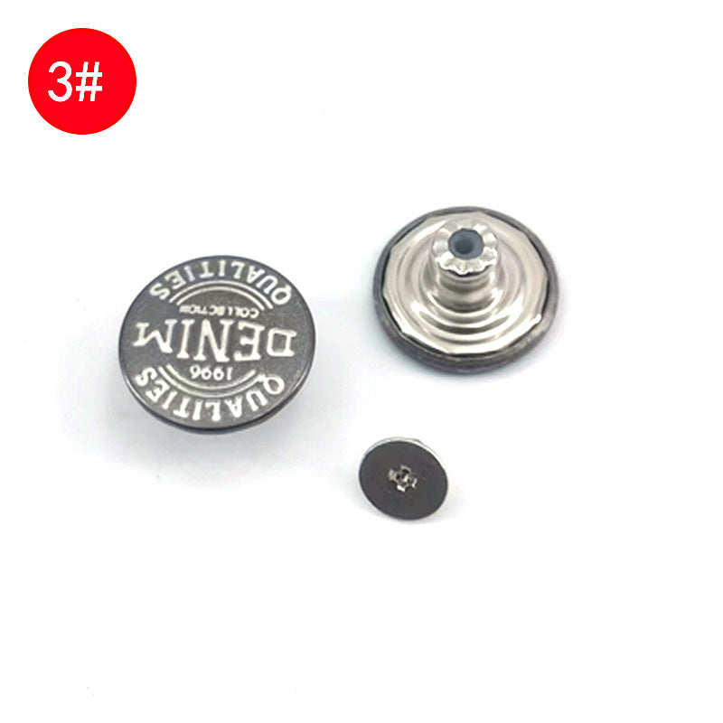 Wholesale In-Stock Waist-Cinching Button-Free Detachable Jeans Buttons, Eco-Friendly Buttons, Screw Metal I-Shaped Buckles