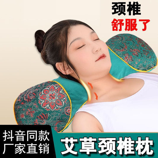 Tiktok hot heating Wormwood bone pillow Wormwood pillow Ice Silk bone cool pillow multifunctional cervical pillow factory wholesale by PDG ibma