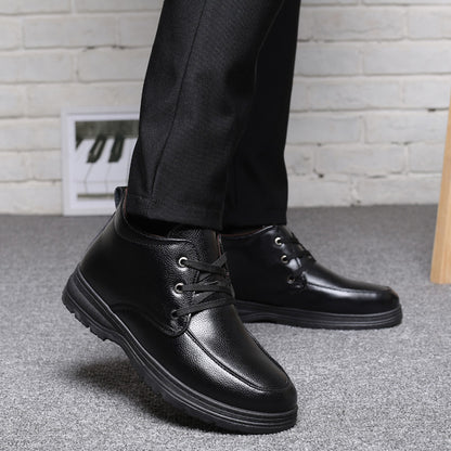 Popular men's cotton shoes genuine leather cotton boots pilot quick-heating shoes fleece-lined warm cotton leather shoes wool warm snow boots