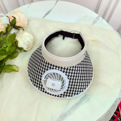 Summer Rechargeable Fan Adult Hat with Strong Wind, Empty Top and Large Brim, Outdoor Leisure, a Must-Have for Men and Women When Traveling