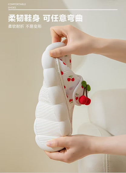 25 Maternity Postpartum Shoes for Summer, Comfortable Thin Style, Closed-Back Slippers for Postpartum Women, Non-Slip Thick-Soled Soft-Soled Cotton Shoes with Tassels