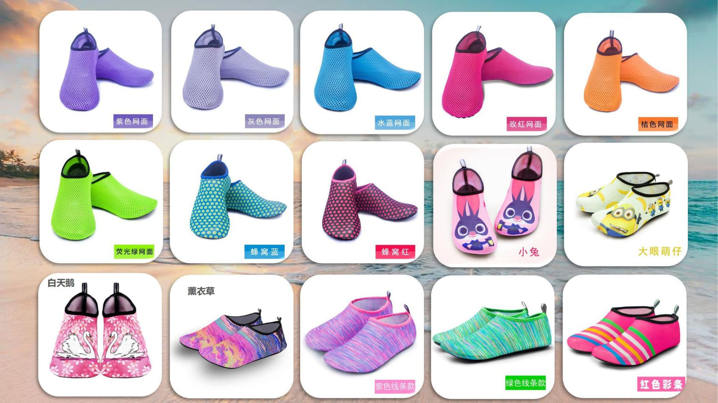 Cartoon Children's Beach Shoes Hard Sole Wading Shoes Diving Equipment Snorkeling Shoes and Socks Barefoot Swimming Shoes Diving Socks Quick-drying