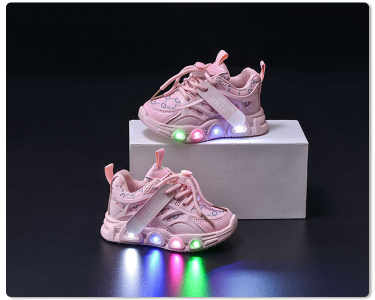 Spring and Summer New Children's Luminous Cloth Noodles for Boys sneaker 1-6 Years Old LED Light Shoes Casual Girls Schoolwalking Lights Shoes