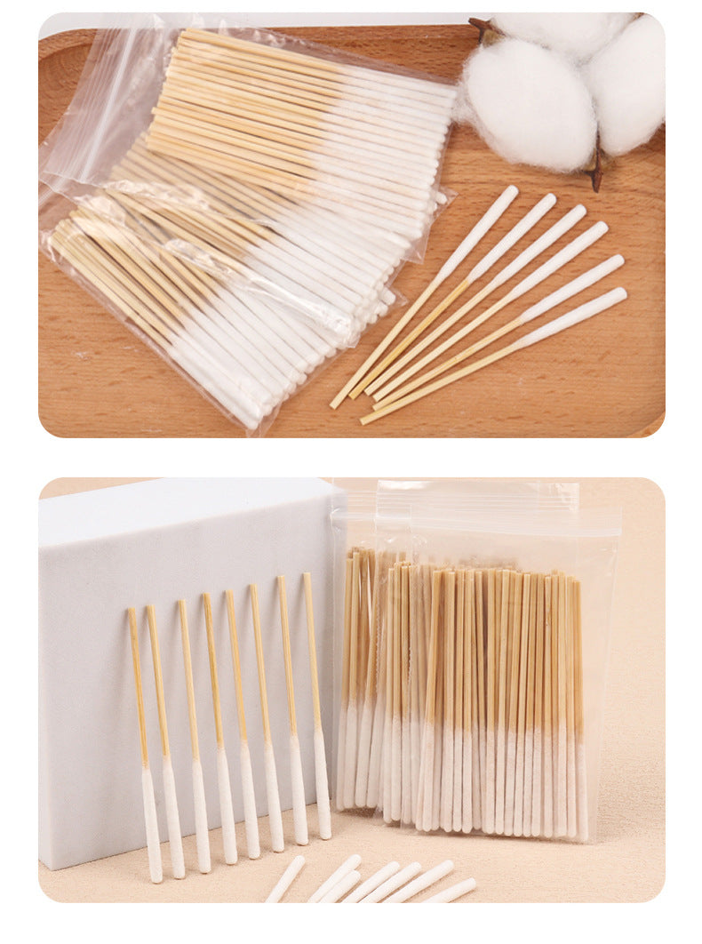 Wholesale Beauty Salon Bamboo Cotton Swabs for Removing Spots, Liquid Application, Ultra-Thin and Thickened Version, 30-Pack Beauty Tools