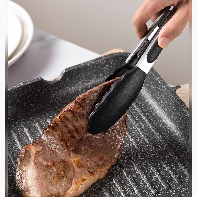 Cross Border Black Silicone Clip Food Clip Commercial High Temperature Resistant Food Grade Kitchen Steak Barbecue Grill Tool
