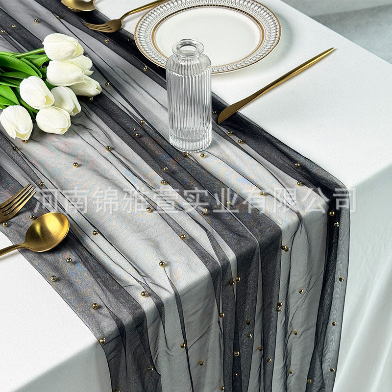 Amazon Pearl Tulle Lace Table Runner Wedding Party Outdoor Decoration Tablecloth Amazon Manufacturer Supply