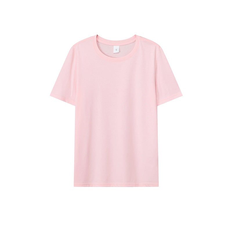 Loose-Fitting | 50-Count Double Yarn T-Shirt Ice Silk Cotton Round Neck Short-Sleeve T-Shirt Moisture-Wicking Business Casual Half-Sleeve for Men