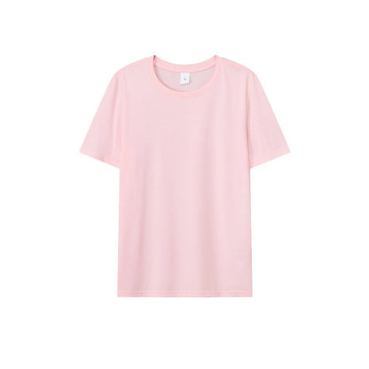 Loose-Fitting | 50-Count Double Yarn T-Shirt Ice Silk Cotton Round Neck Short-Sleeve T-Shirt Moisture-Wicking Business Casual Half-Sleeve for Men