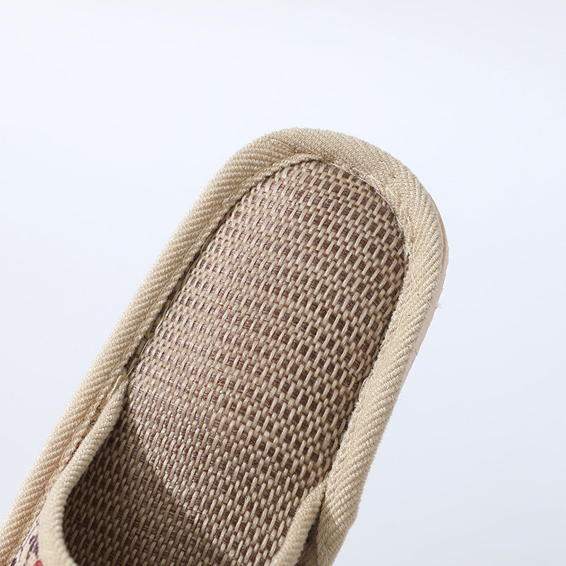 New Summer Open-Toe Home Slippers, Non-Slip, for Men and Women, Couples, Indoor, Blue and White Porcelain, Wooden Floor, Light Foam Sole, Cotton and Linen