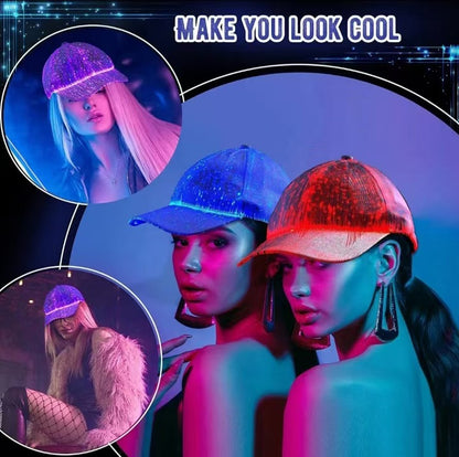 Cross-border charging LED fiber cap LED light knitted hat autumn and winter night running with light luminous hat