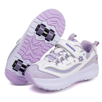 Girls' Heelys Sneakers 2025 Mesh Children's Shoes for Older Kids Roller Skates Girls' Four-Wheel Skates