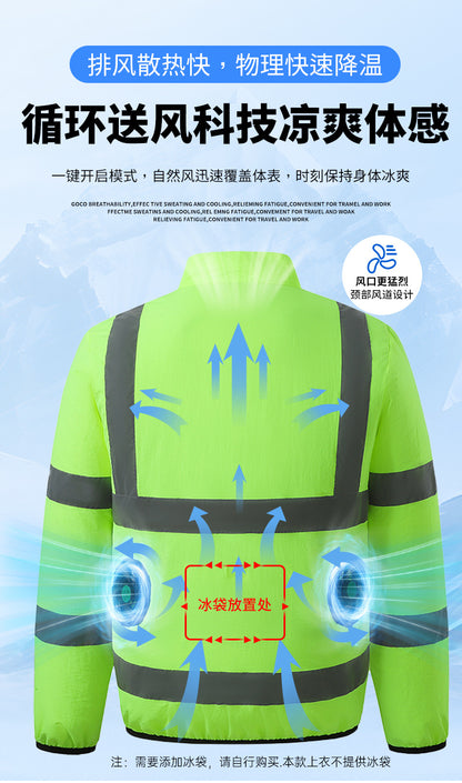 New Summer Fan Clothes Construction Site Cooling Air-Conditioning Clothes Outdoor Reflective Strip Air-Conditioning Clothes Men's Style with Fan